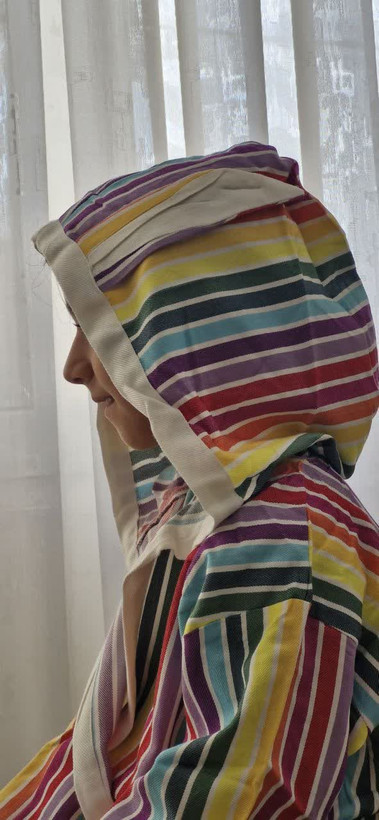 حوله تن پوش نخی کودک طرح رنگین کمان